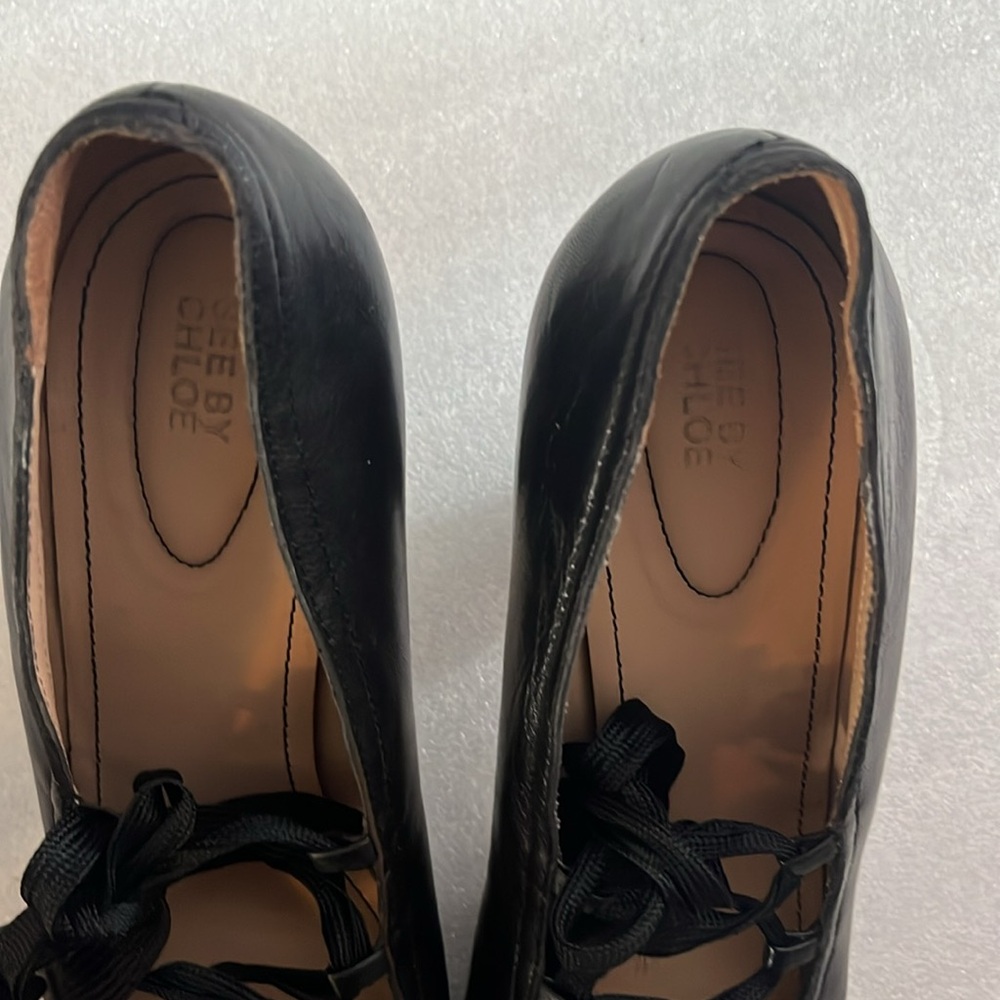 See by Chloe Black Lace Up Heels Pumps Sz 41 - Picture 14 of 14